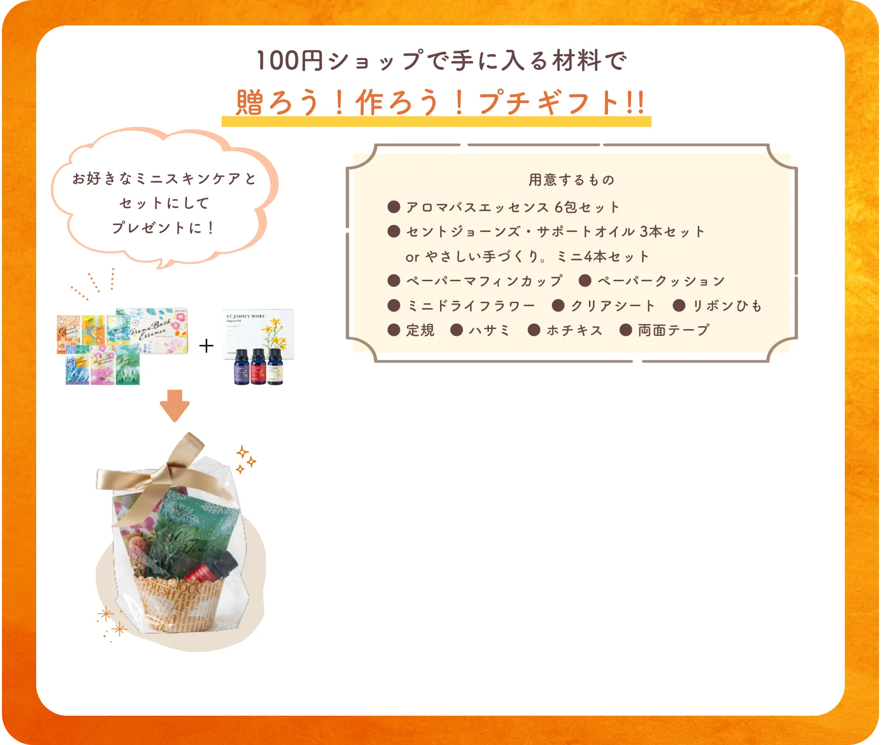 100円ショップで手に入る材料で贈ろう！作ろう！プチギフト!!