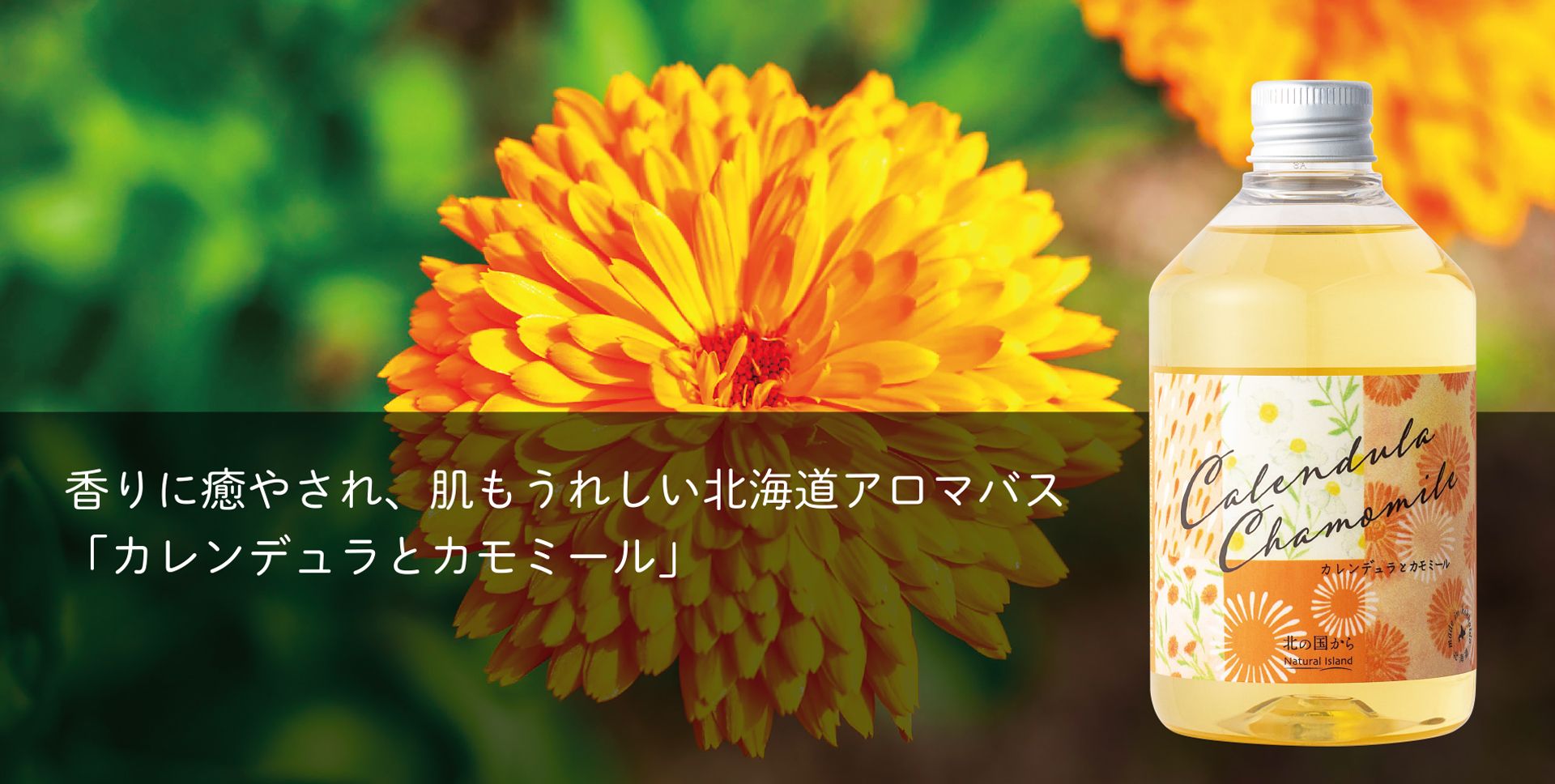 香りに癒され、肌もうれしい北海道アロマバス「カレンデュラとカモミール」