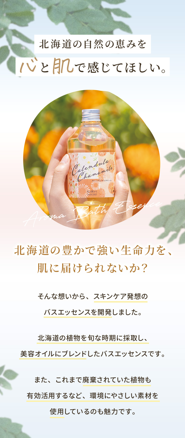 北海道の自然の恵みを心と肌で感じてほしい。