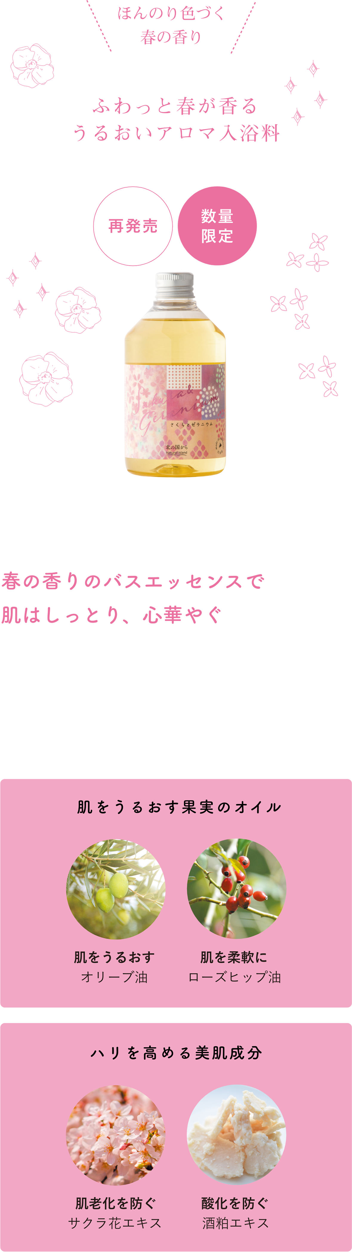 ふわっと春が香るうるおいアロマ入浴料