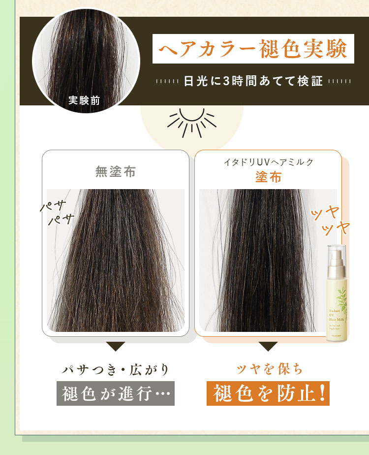 ヘアカラー褪色実験
