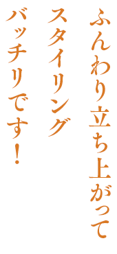 ふんわり立ち上がってスタイリングバッチリです！